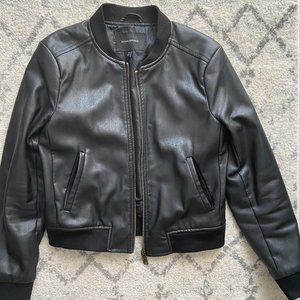 Faux leather bomber jacket